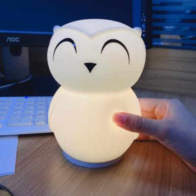 China Silicone Cartoon Owl LED Night Light For Baby Nursery Touch Controls Timed Sleep Friendly for sale
