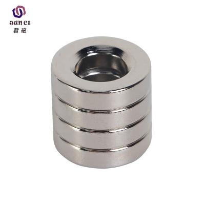 China Industrial Magnet 3000 Gauss Strong Neodymium Round Magnet Customized Axial Industrial Circular Magnetic Steel With Countersink Hole for sale