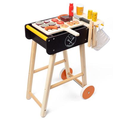 China Eco-friendly Material wooden montessori education Toy Kitchen Pretend Play Games Cooking BBQ Grill Kabob Toys For kids Boys Girls Toddler Aged 3-8 for sale