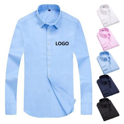 China Low MOQ 2 Pcs Viable Mens Shirt Solid Hot Selling Business Wear 5XL Plus Size Shirt For Man 2021 Slim Fit Team Name Printing Shirts Custom for sale