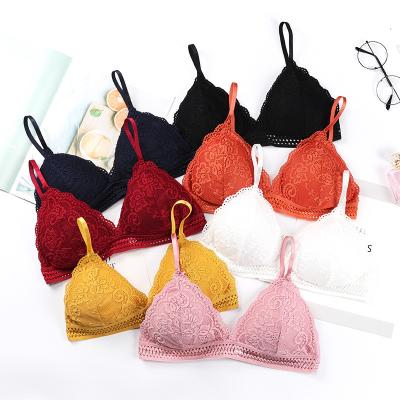 China QUICK DRY Popular Wholesale Seamless Deep V Lace Girl Women Bra Wireless Thin Underwear Sexy Lingerie For Women for sale