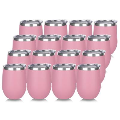 China Sustainable Custom Personalized Insulated Tumblers Set Stainless Steel Wine Tumbler Bulk with Lid 12oz Travel Coffee Cups Pack of 12 for sale