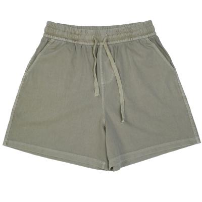 China Sustainable Ladies Over The Knee Fashion Summer Shorts Ladies Home Casual Solid Color Wide Leg Loose Shorts High Waist Stretch Knit Denim Shorts for sale