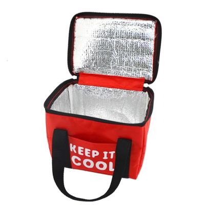 China Promotional Custom Portable Thermal Polyester Insulated Eco Boxes Beer Aluminum Foil Logo Packaging Lunch Cooler Handled Bag For Ice Cream for sale