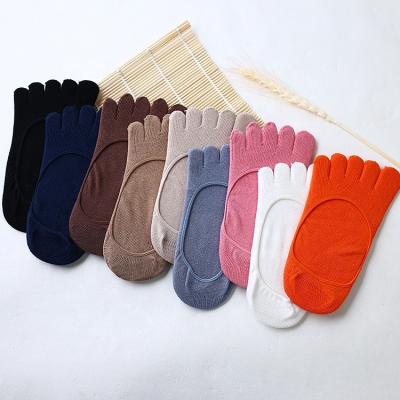 China Custom Logo Cotton 5 Color Selection Multi Soft Toe Socks Five Fingers Boat Toe Socks For Women And Men for sale