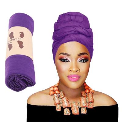 China Decorate Wholesale African Cotton Head Wraps For Women Magic Wrap Cotton Hijab Stretch Headband Women Turban Inner Hood For Women for sale