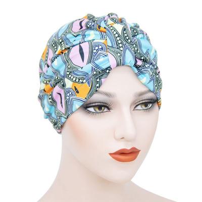 China New Style Daily Life Hair Accessories Twist Head Turban Ethnic Floral Spring Wrap Hijab Women Flower Twisty Chemo Hat Twist Turban For Women for sale