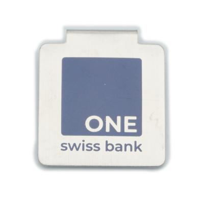 China Customizable Hot Promotional Custom Printed Logo Wing Square Shape Flat Metal Stainless Steel Paper Money Clip for sale