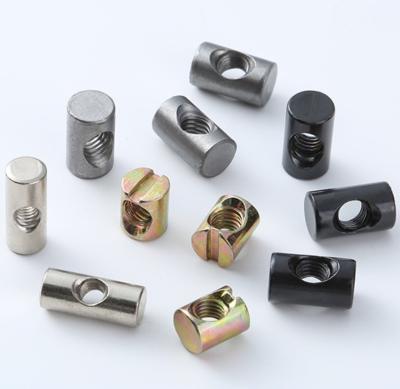 China Customized Furniture Cross Hole Nut Cylinder Hammer Dowel Nut Barrel Hammer Cross Dowel Hole Nut for sale