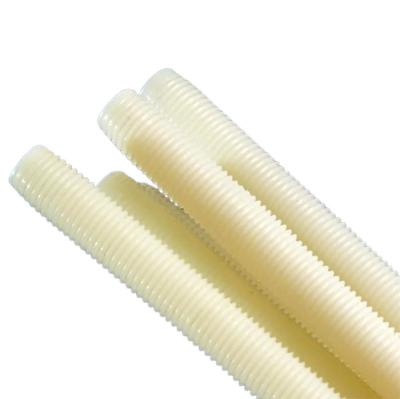 China Witte plastic naylon-draadstaafbalk Plastic rubber naylon-draadstaaf DIN975 Witte vaste flexibele plastic naylon-draadstaaf Te koop