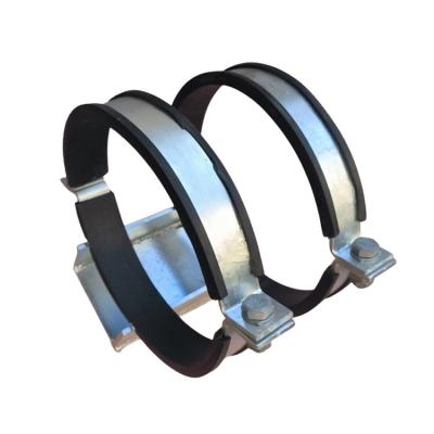 China SH400 SH600 gegalvaniseerd staal zinkgeplatte twee schroeven zware buisbeugel met EPDM rubber beklede buisbeugel Te koop