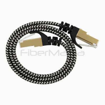 China Flat Wire Cat7 Ethernet Cable 10Gbps Nylon Braided RJ45 Copper Patch Cords for sale