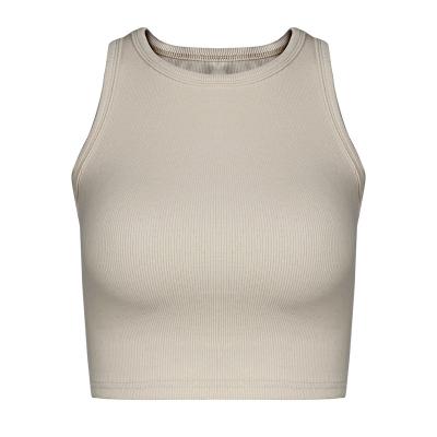 China Breathable custom ladies spaghetti strap white ribbed womens fitness gym crop top tank activewear sleeveless workout sexy women's tank tops for sale