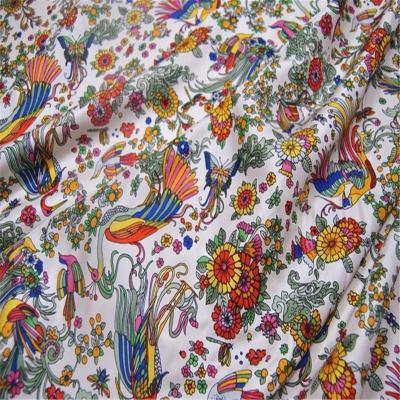 China Organic Digital Printing Animal Bird Pattern Vintage Design 100% Pure Silk Twill Fabric for Dresses for sale