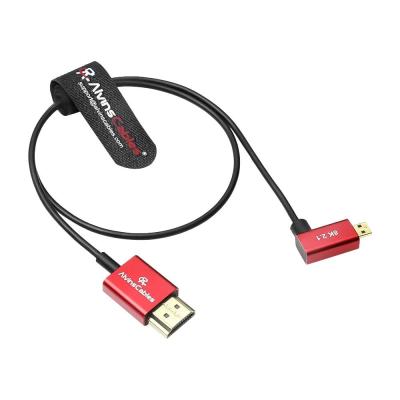 China Alvin's Kabels 8K 2.1 Micro HDMI Rechte hoek naar HDMI Ultra-dun gegolfde kabel voor Atomos Ninja V, 8K@60Hz 4K@120Hz High-Speed HDMI kabel voor Sony A7RIII A7II A7M3, voor Canon R5 M6, 45cm Te koop