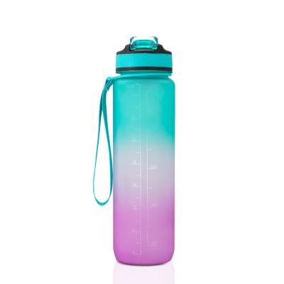 China Viable Wholesale Custom Motivational Leakproof Logo Gym Time Marker 32oz/1L BPA Free Water Bottle and Outdoor Sports Tritan Bottle for sale