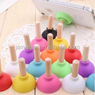 China cute 360 degree rotation toilet plunger cell phone sucker holder, novelty cell phone holder, monopod smartphone holder for sale