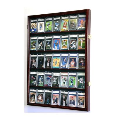 China (Size) Custom 35 Wooden Custom 35 Adjustable Sports Cards Display Case Wall Cabinet Wall Cabinet Rated Collectible Display Case for sale