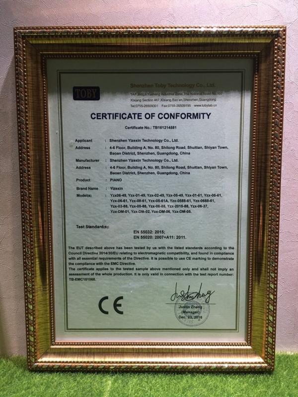 Certificate of Conformity - Shenzhen Yizexin Technology Co.,ltd