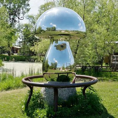 China Gran hongo Escultura de acero inoxidable Espejo de metal pulido Grandes esculturas al aire libre Decoración de jardín en venta
