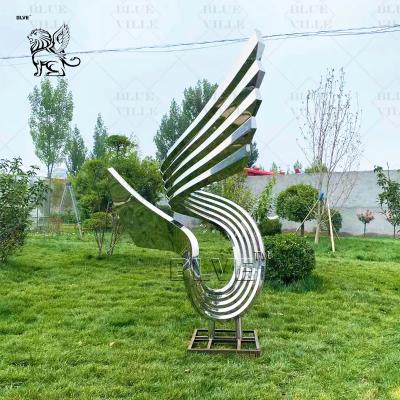 China Stainless Steel Sculpture Metal Art Abstract Sculpture Mirror Polished Modern Urban Landscape for sale