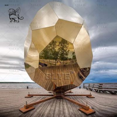 China Gold Stainless Steel Egg Sculpture Metal Abstract Geometric Egg Outdoor Sauna Decoratio Large Size Modern Art for sale