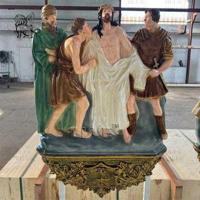 China Fibra de vidrio 14 Estación Estatua Resina Jesús Escultura Iglesia Casa religiosa Decoración interior en venta