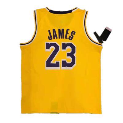 China Wholesale New Arrival Antibacterial Good Quality Reversible Mesh Custom Basketball Uniform Yellow James 23 Quick Dry Basketball Tank Top For Man for sale