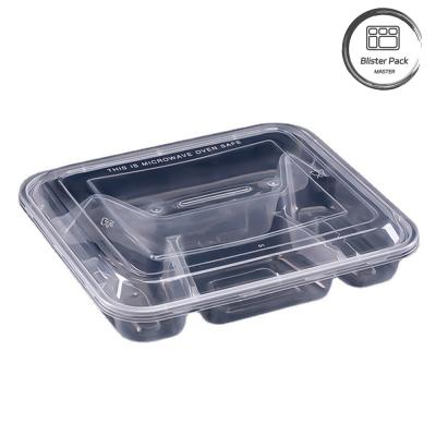 China PP Food Microwave Safe 4 Compartment Disposable Container Storage Boxes for sale