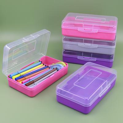 China Schools & Custom Cute Logo Plastic Pencil Case Large Capacity Office Stationery Pencil Case School Case Storage Offices for sale