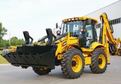 China Cummins Engine 4WD Backhoe Loader SAM388H with 6 in 1 Bucket Hot Sale in Angola for sale