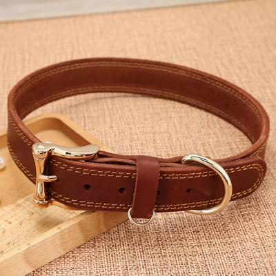 China Custom Amazon Top Layer Cowhide Luxury Dog Collar Pet Supplies Pet Collar for sale