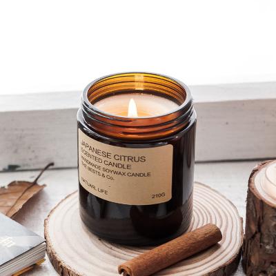 Cina Coperchi ermetici del ODM dell'etichetta su ordinazione 250ml Amber Transparent Glass Jars Candle inodori in vendita