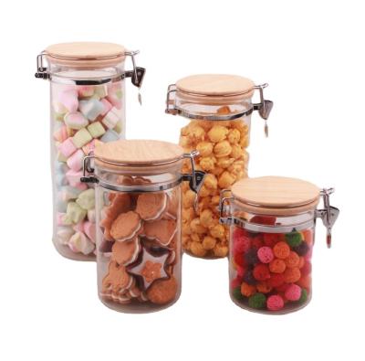 China tampa de bambu alta clara do frasco do vidro de Borosilicate de 1L 1.35L 1.6L reusável lavável da grande à venda
