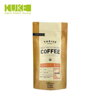 China High Quality Moisture Proof Foil Stand Up Brown Mylar Paper Bag Coffee Beans Packaging Bag With Zipper for sale