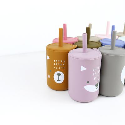 China High Flexibility Drinking Silicone Cup With Straw And Printed 155g for sale