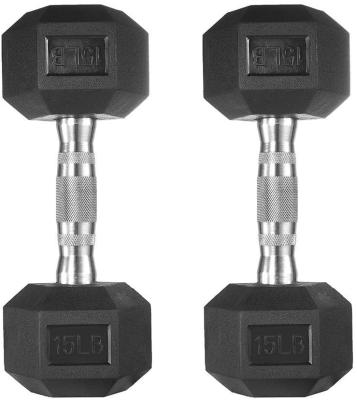 China Black Safe Hex Hammer Fitness Equipments Gym Rubber Dumbbell For Sale for sale