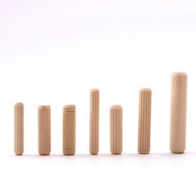 China Eco-Friendly Custom Fluted Functional Wood Pins Tapered Threaded Bevel Ends Woodworking Part Wood Dowels Craft Groove Pin Art Dowel Rods for sale