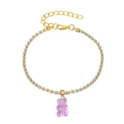 China Europe and America women's bear chain rhinestone summer cute soft creative anklet chain resin pendant foot ornaments female accessories for sale