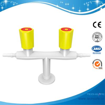 China SHB5-gas golpea ligeramente el golpecito abierto lento montado cubierta de los muebles del laboratorio del gallo de las válvulas de gas de la colocación de gas de la salida doble de la resina del epóxido de la válvula en venta