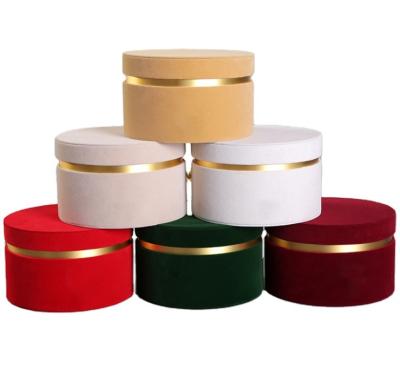 China Handmade Gorgeous Flower Box Suede Velvet Gift Cardboard Box Hat Flower Bouquet Box Custom With Lid for sale