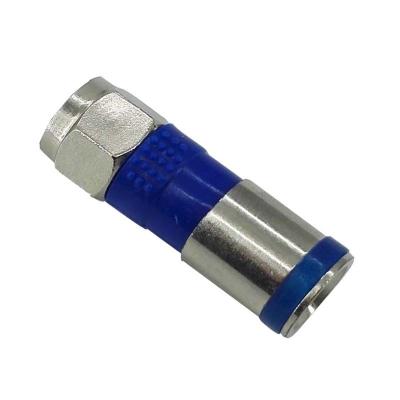 Chine Prise masculine bleue du connecteur coaxial RG6U/RG59 de compression de l'anneau F à vendre