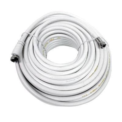 Chine Mètre blanc de RG6 25FT avec le tressage de la corde de correction de câble coaxial de liaison de l'antenne parabolique CATV MATV de connecteur de F 64*0.12AL à vendre
