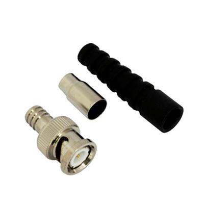 Chine Cuir embouti masculin de BNC dessus avec le connecteur coaxial de télévision en circuit fermé de la longue botte RG59U à vendre