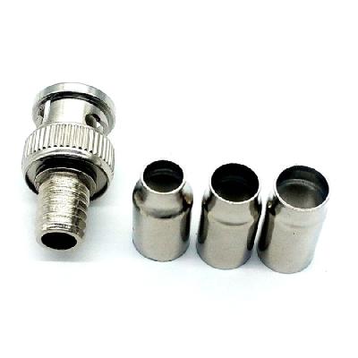 Chine Cuir embouti masculin de BNC sur le connecteur d'écrou de baïonnette de style pour le câble coaxial de liaison de télévision en circuit fermé de RG58/RG59/RG6 4 morceaux à vendre