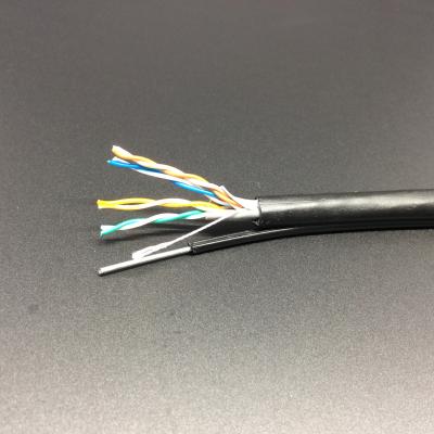 Chine Câble LAN Extérieur de réseau d'UTP CAT5E avec du PE résistant UV de fil tordu par messager en acier avec le PVC à vendre