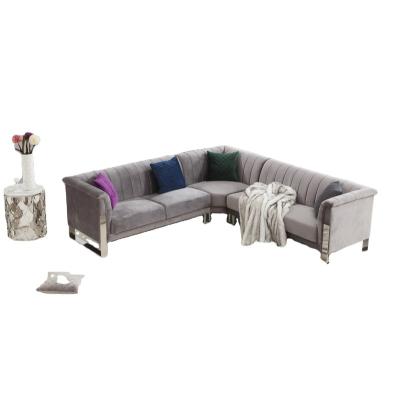 China Home Living Room Sofa Velvet Fabric Tufted Seat Modern Style Luxury Fabric Corner Sofa for sale