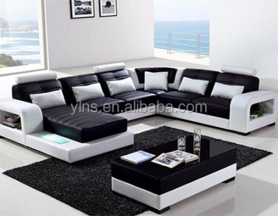 China With Lamp Asian Style Lounge 5 Seat U-shape Relax Leather Lounge for sale