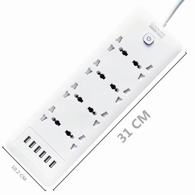 China Widely 6 USB 8-Bit Universal Outlets Home Office Sockets 2m Multi-Function High Power Extension Wiring Panel for sale