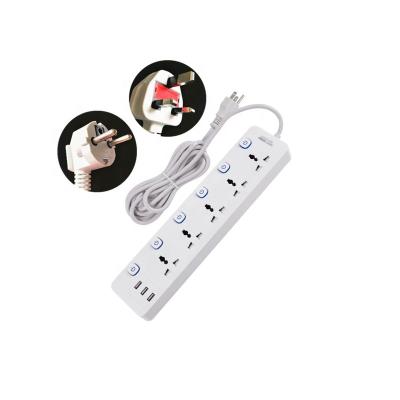 China Widely 3 USB 5 Bit Universal Sockets Home Office Sockets 2m Extension Cord Multifunctional High Power Wiring Panel for sale